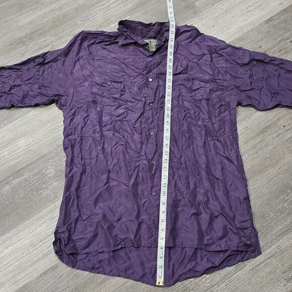 Vintage Robert Stock Purple Silk Button Up Long Sleeve Dress Shirt Men's XL - Picture 6 of 7